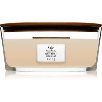 Woodwick White Honey lumânare parfumată cu fitil din lemn (hearthwick)