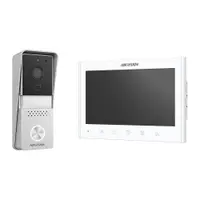 Kit videointerfon pe 2 fire Hikvision DS-KIS102-P/S, 1 familie, 7 inch, plug and play, aparent