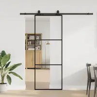 Gossi usa glisanta cu set de feronerie neagra 76x205 cm sticla esg