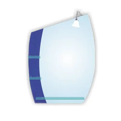 Oglinda baie cu polite si spot RO-048 70x90 cm albastru