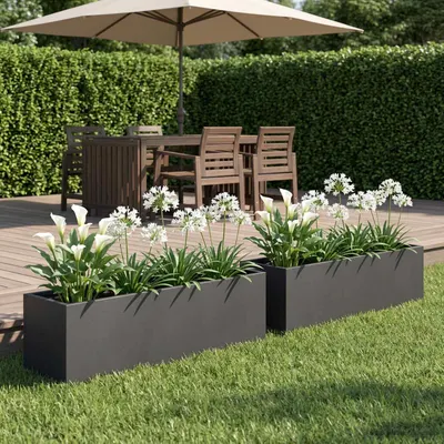 vidaXL Vază pentru Grădină 2 buc. Negru 100 x 20 x 20 cm