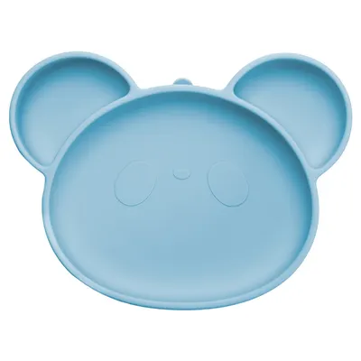 Farfurie din silicon cu ventuza Panda Aqua Blue 6 luni+, 1 bucata, Appekids