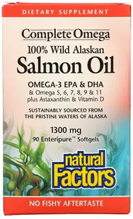 Salmon Oil, 1300 mg, 90 capsule gelatinoase moi, Natural Factors