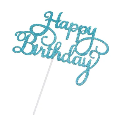 Decorațiune tort Happy Birthday - Bleu (set 10 buc) 8x14cm - Default Title