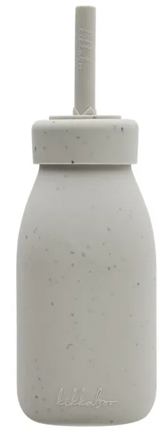 Sticlă de silicon cu pai KikkaBoo Platinum Silicone - Sand, 200 ml