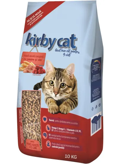 Hrana uscata pisici Kirby Cat, Pasare si Vita 10kg