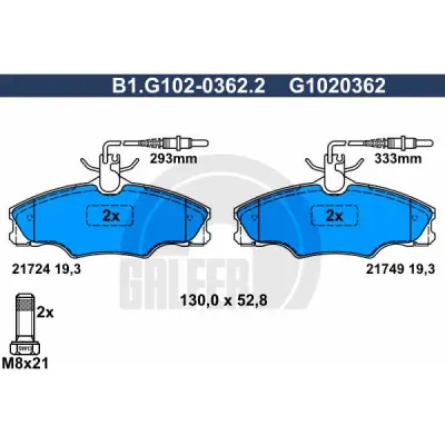 Set placute frana, frana disc GALFER B1.G102-0362.2