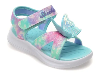 Sandale SKECHERS albastre, JUMPSTERS, din piele ecologica