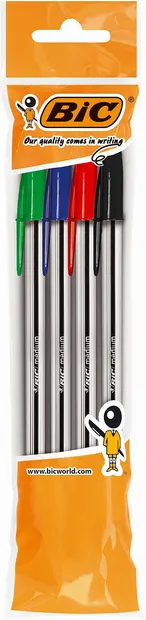 Set de pixuri BIC Cristal - 1.0 mm, 4 buc