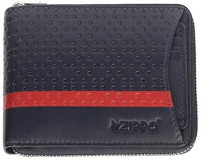 Portofel bărbătesc Zippo Navy Blue - Cu fermoar și husă detașabilă