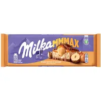 Ciocolata cu lapte alpin umpluta cu crema, alune intregi si caramel Milka 300g Engros