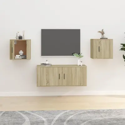 vidaXL Dulapuri TV montate pe perete 2 buc stejar sonoma 40x34,5x40 cm