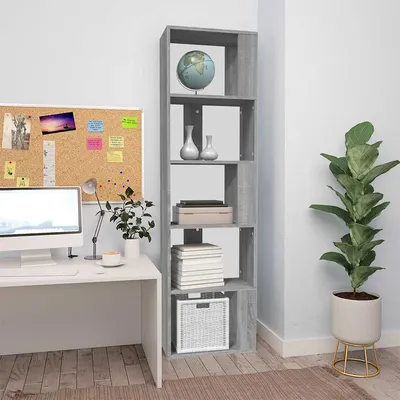 vidaXL Bibliotecă, gri sonoma, 45x24x160 cm, lemn compozit