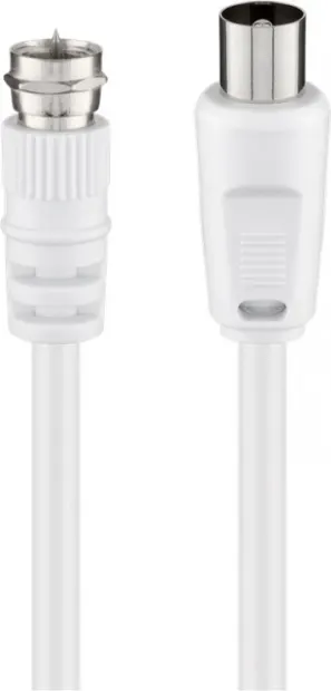 Cablu antena coaxial - F 1.5m T-T Alb, Goobay G11726