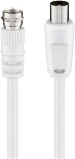 Cablu antena coaxial - F 1.5m T-T Alb, Goobay G11726