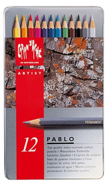 Creioane acuarele colorate Caran d'Ache Pablo – 12 culori