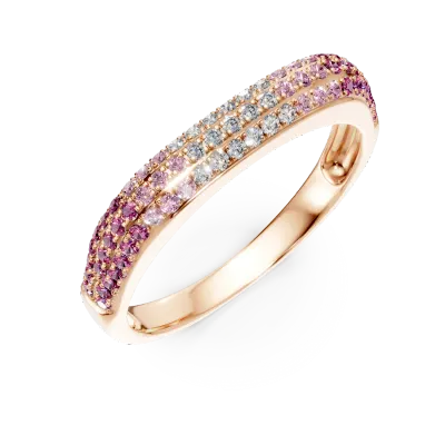 Inel din aur roz cu safire de 0.43ct si diamante de 0.12ct
