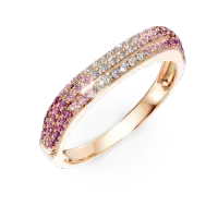 Inel din aur roz cu safire de 0.43ct si diamante de 0.12ct