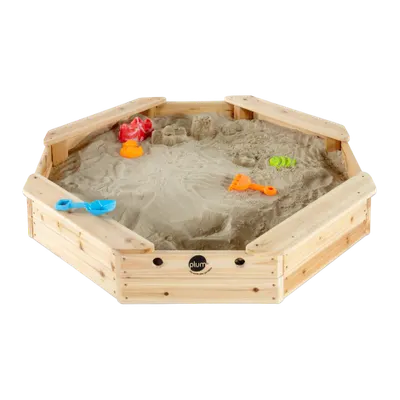Cutie hexagonala din lemn pentru nisip Treasure Beach 104x104 cm, cu prelata