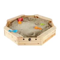 Cutie hexagonala din lemn pentru nisip Treasure Beach 104x104 cm, cu prelata