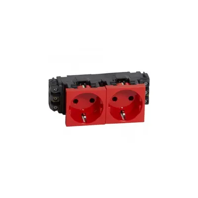 Priza Mosaic - 2 x 2P+E - pentru installation on capac flexibil DLP trunking - screw terminals - rosu