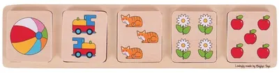 Puzzle din lemn Bigjigs - Ridicati si conectati numerele