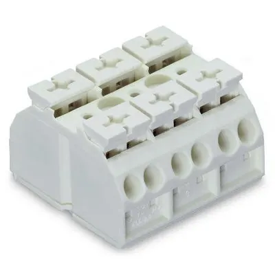 4-conductor chassis-mount terminal strip; 3-pole; without ground contact; for 3 mm ø screw and nut; 4 mm²; 4,00 mm²; white