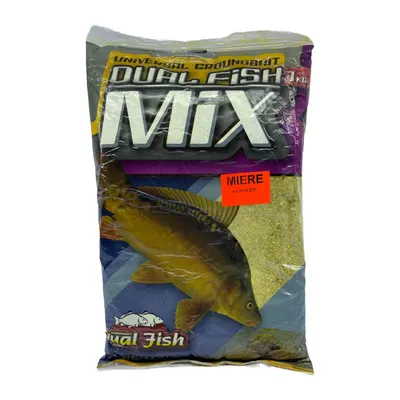 Nada MIX sub forma de cereale sfaramate pentru pescuit, aditivata, aroma de MIERE SI CANEPA, 1 Kg, Dual Fish