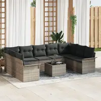 Gossi set canapea de gradina cu 9 piese si perne din ratan negru