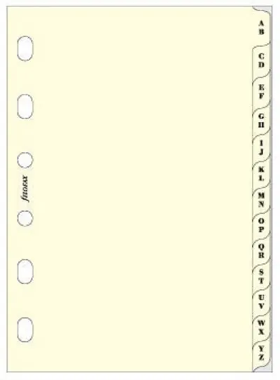 Filofax Organizer Filler - Buzunar, indexuri A-Z