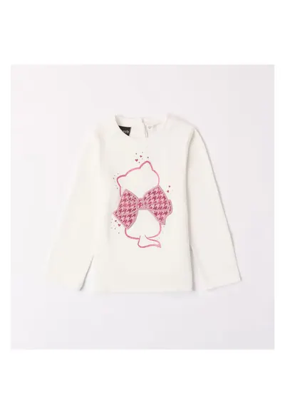 Bluza cu imprimeu pentru fetite - 0.7276 - Alb/Roz - Alb/Roz