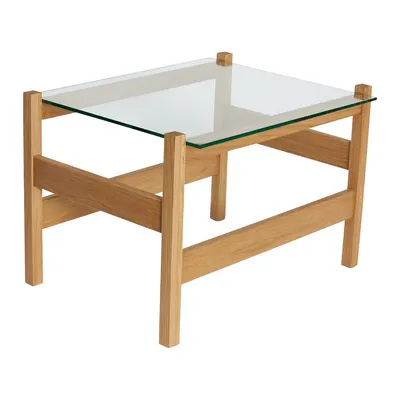Măsuță de cafea în culoare naturală cu blat din sticlă 52x66 cm Ledge – Hübsch