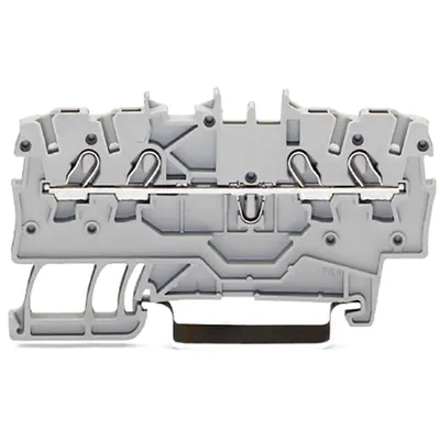 4-conductor through terminal block; 1 mm²; suitable for Ex e II applications; side and center marking; for DIN-rail 35 x 15 and 35 x 7.5; Push-in CAGE CLAMP®; 1,00 mm²; gray