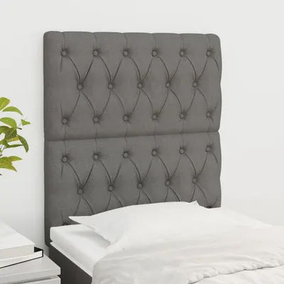 vidaXL Tăblie de pat gri închis 80x7x118/128 cm, material textil