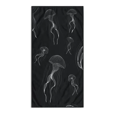 Prosop de plajă negru-alb 90x180 cm Jellyfish – DecoKing