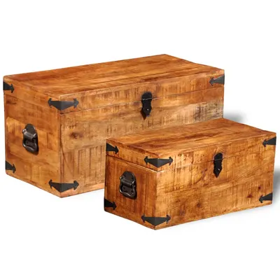 Gossi set cufere de depozitare, 2 piese, lemn mango nefinisat