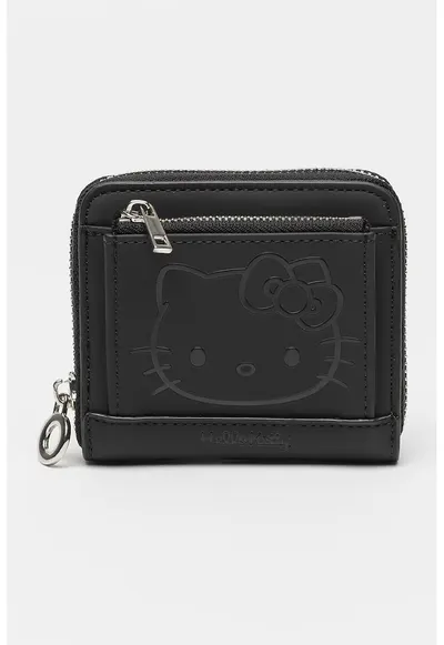 Portofel pliabil cu model Hello Kitty - Negru/Argintiu