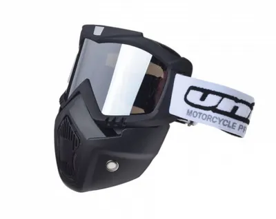 Ochelari motocross atv enduro Unit, model masca, culoare rama negru, lentila oglinda argintie