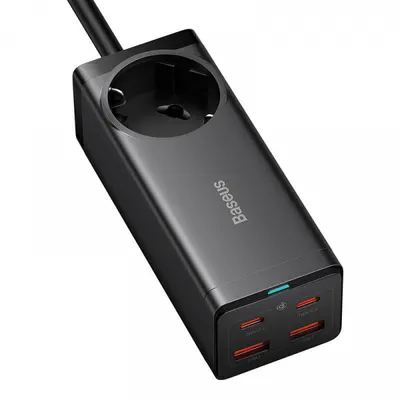 Prelungitor Baseus GaN3 Pro, 1 x Schuko - 2 x USB-A - 2 x USB-C, Negru PSZM000401
