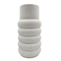 Vaza decorativă, din porțelan, model dungi, 20x10 cm, culoarea alb