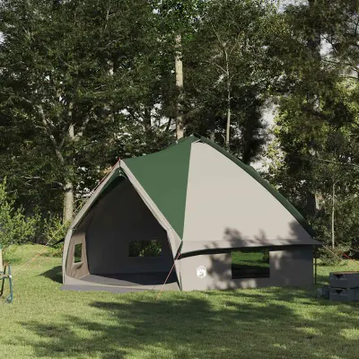 vidaXL Cort Teepee pentru 10 Persoane 10 persoană Verde și alb
