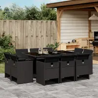 Gossi set mobilier de exterior cu perne, 11 piese, negru, poliratan