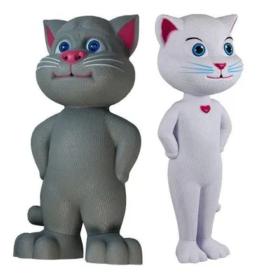 Set 2 jucarii interactive: pisicile Talking Tom + Talking Angela, 30 cm