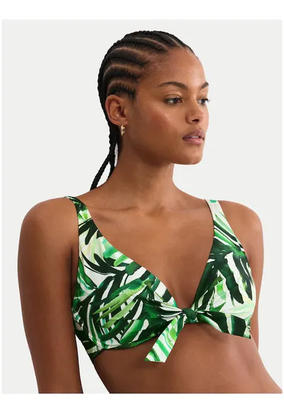 Sutien de bikini pentru femei - verde - material sintetic - imprimeu grafic