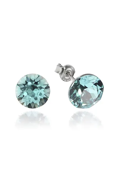Cercei Argint 925 placat cu rodiu cu cristale Swarovski® Xirius 8mm - Turcoaz