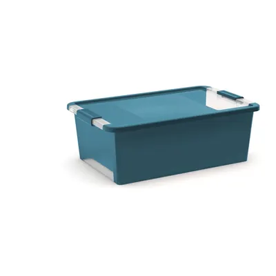Cutie de depozitare albastru petrol din plastic cu capac 55x35x19 cm Bi-Box – KIS