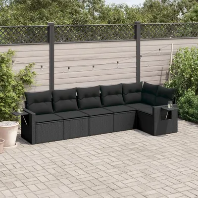 Gossi set mobilier de gradina cu perne, 6 piese, negru, poliratan