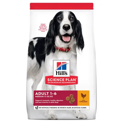 Hills SP CANINE ADULT MED CHK, hrana uscata pentru caini adulti de talie medie, cu pui, 2.5 KG