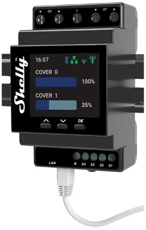 Controler inteligent pentru jaluzele Shelly – Pro Dual Cover PM, Wi-Fi, gri