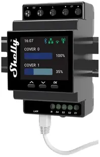 Controler inteligent pentru jaluzele Shelly – Pro Dual Cover PM, Wi-Fi, gri